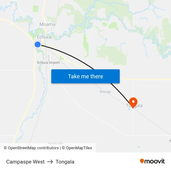Campaspe West to Tongala map