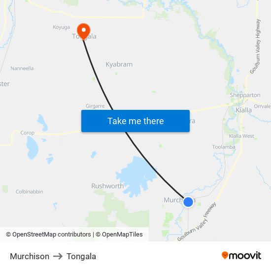 Murchison to Tongala map