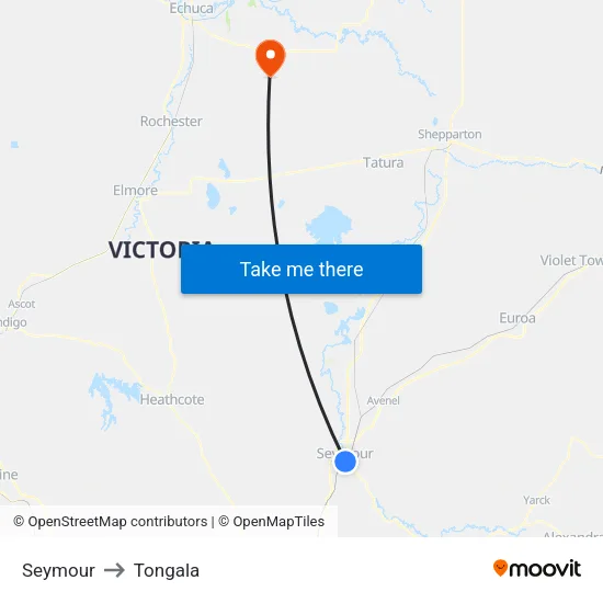 Seymour to Tongala map