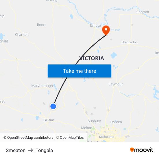 Smeaton to Tongala map