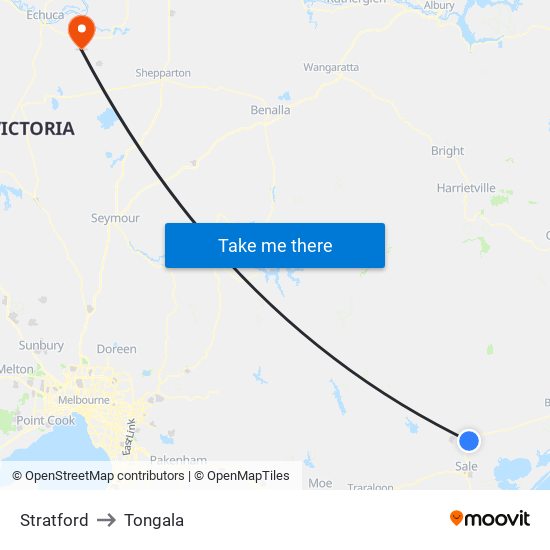 Stratford to Tongala map