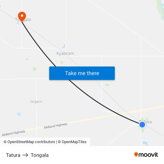 Tatura to Tongala map
