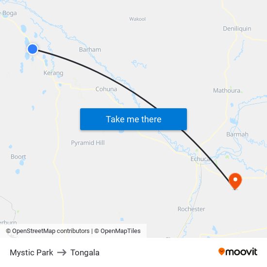 Mystic Park to Tongala map