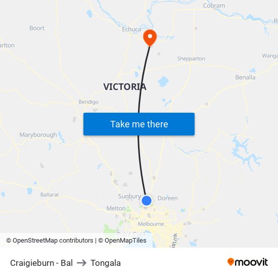 Craigieburn - Bal to Tongala map