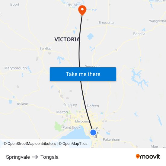 Springvale to Tongala map