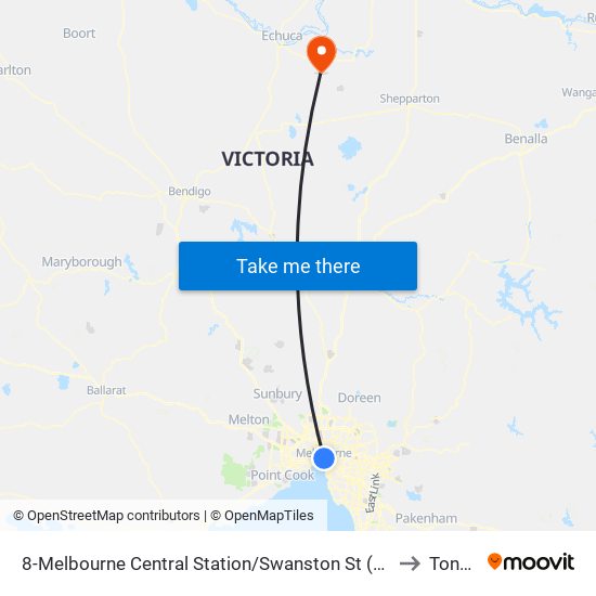 8-Melbourne Central Station/Swanston St (Melbourne City) to Tongala map