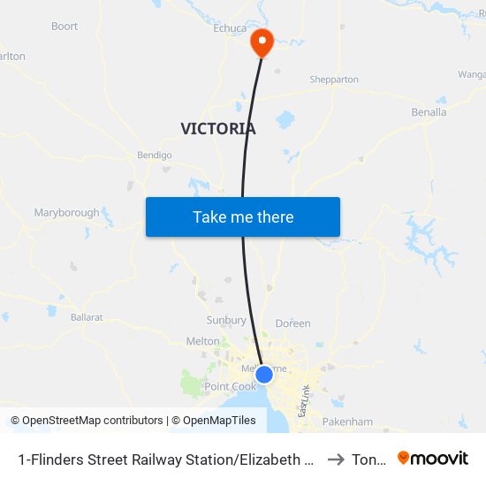1-Flinders Street Railway Station/Elizabeth St (Melbourne City) to Tongala map