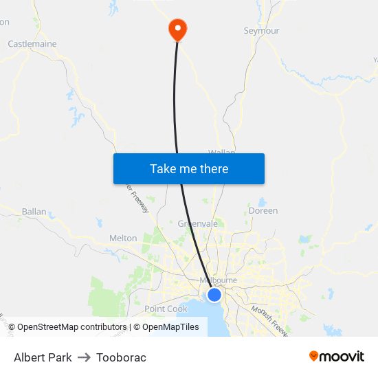 Albert Park to Tooborac map