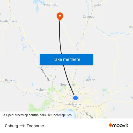 Coburg to Tooborac map