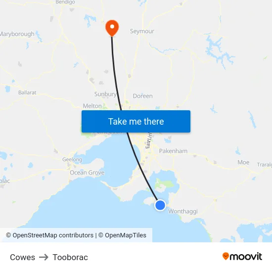 Cowes to Tooborac map