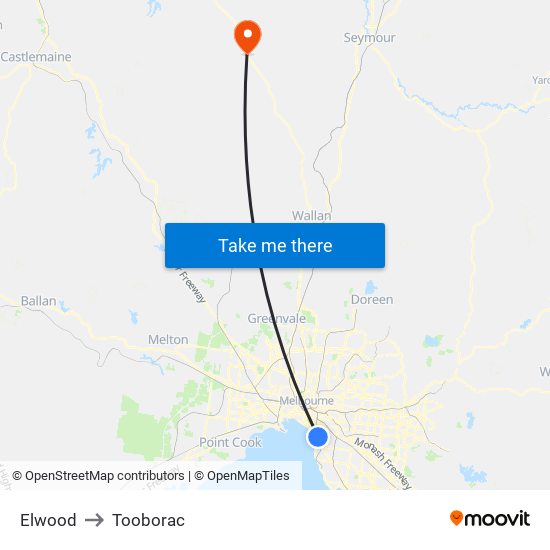 Elwood to Tooborac map