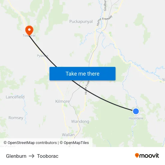 Glenburn to Tooborac map
