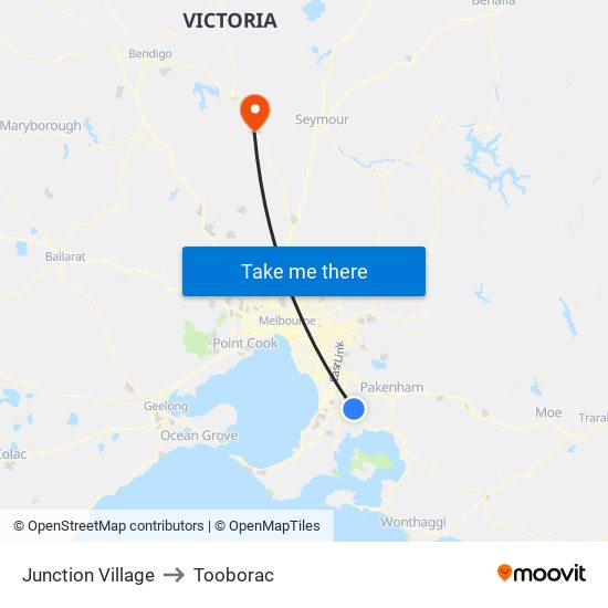 Junction Village to Tooborac map