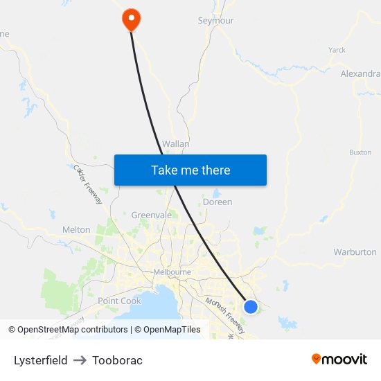 Lysterfield to Tooborac map