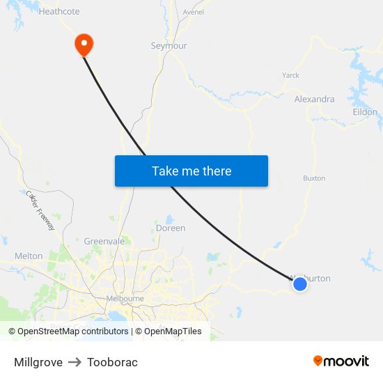 Millgrove to Tooborac map