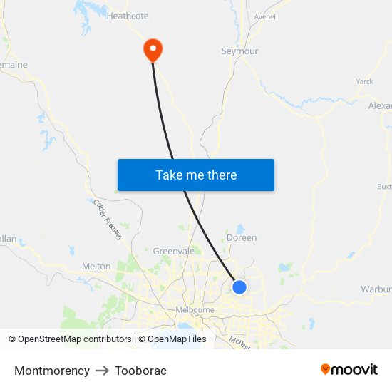 Montmorency to Tooborac map