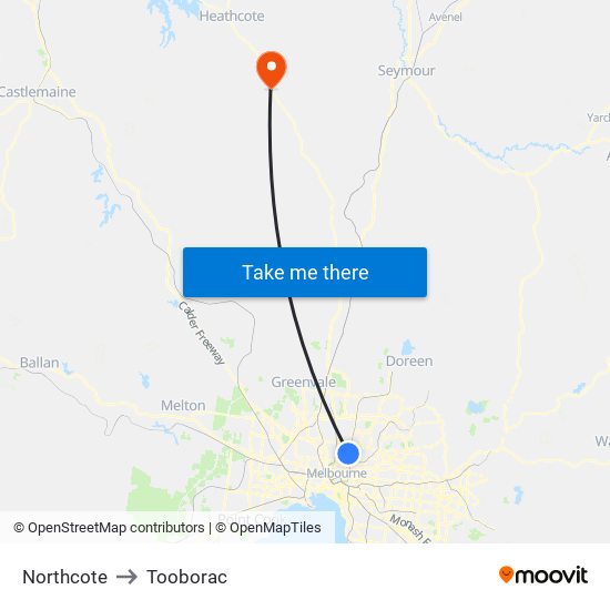 Northcote to Tooborac map