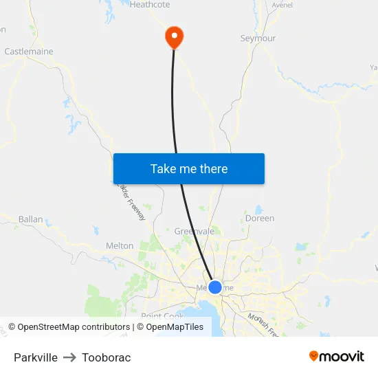 Parkville to Tooborac map