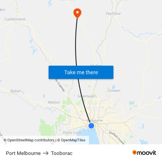 Port Melbourne to Tooborac map