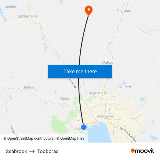 Seabrook to Tooborac map