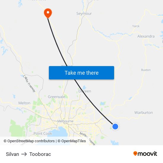 Silvan to Tooborac map