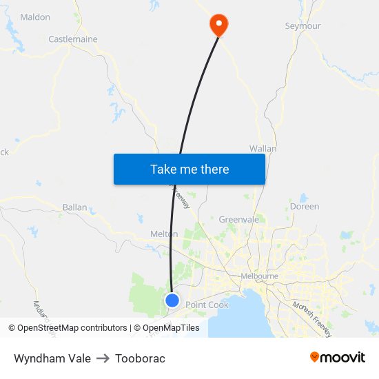 Wyndham Vale to Tooborac map