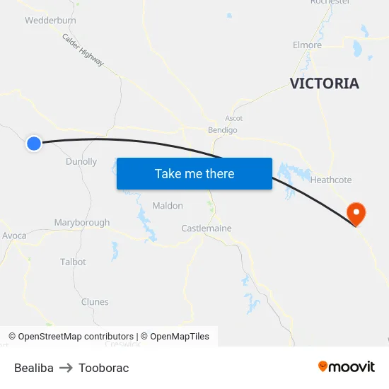 Bealiba to Tooborac map