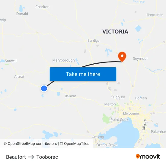 Beaufort to Tooborac map