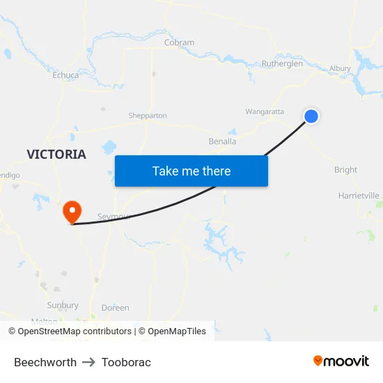 Beechworth to Tooborac map