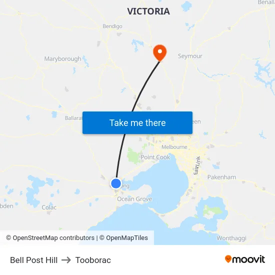 Bell Post Hill to Tooborac map