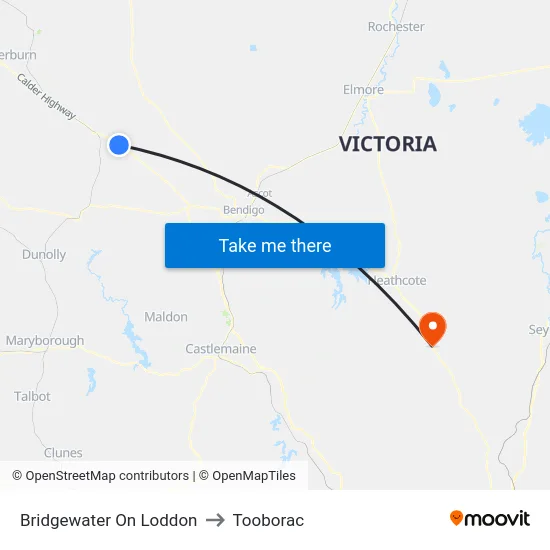Bridgewater On Loddon to Tooborac map