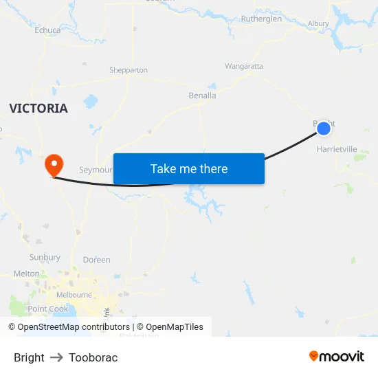 Bright to Tooborac map