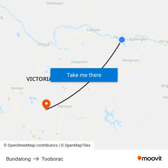 Bundalong to Tooborac map