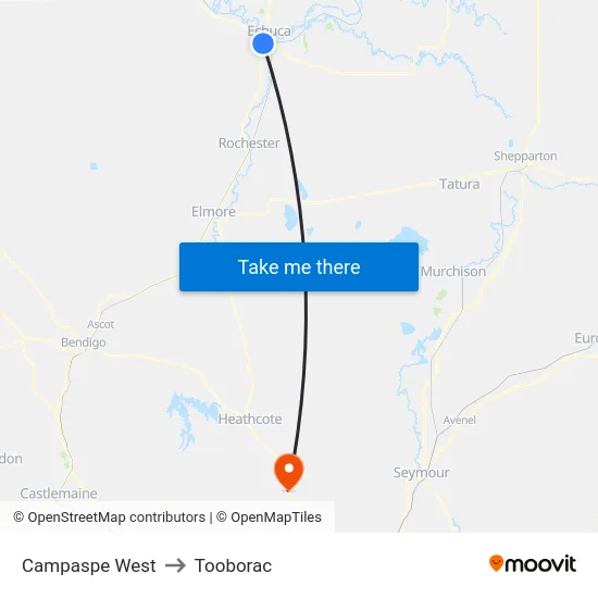 Campaspe West to Tooborac map