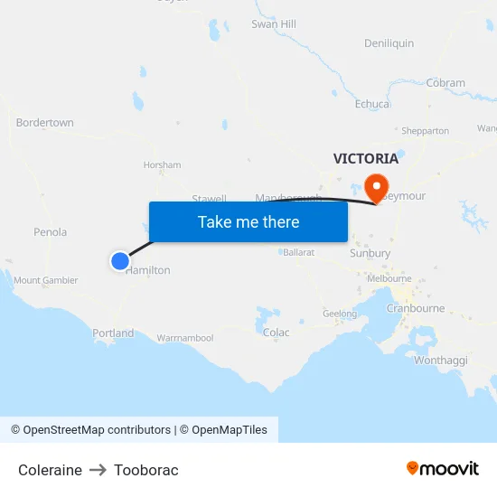 Coleraine to Tooborac map
