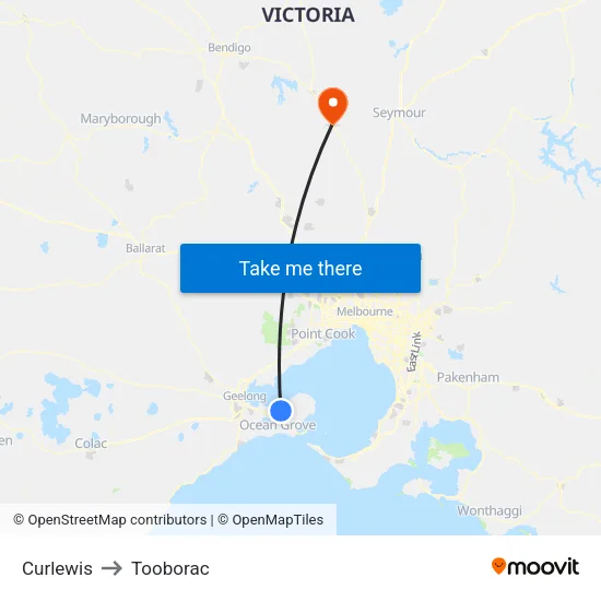 Curlewis to Tooborac map