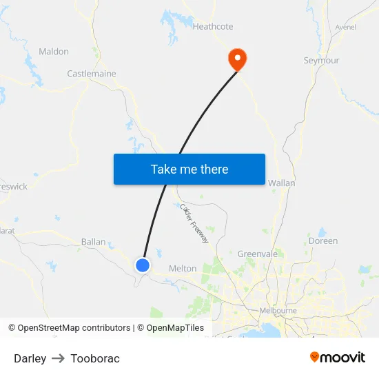Darley to Tooborac map
