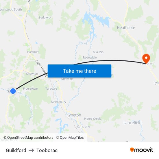 Guildford to Tooborac map