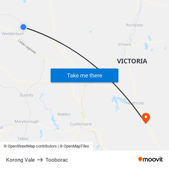 Korong Vale to Tooborac map