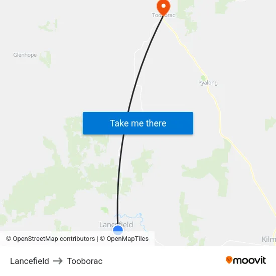 Lancefield to Tooborac map