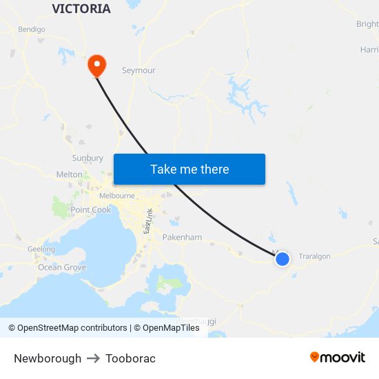 Newborough to Tooborac map