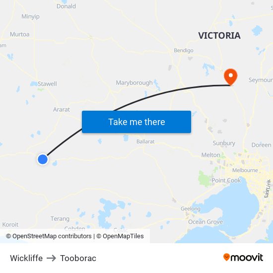 Wickliffe to Tooborac map