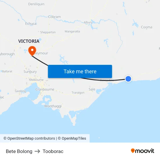 Bete Bolong to Tooborac map