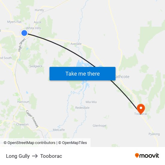 Long Gully to Tooborac map