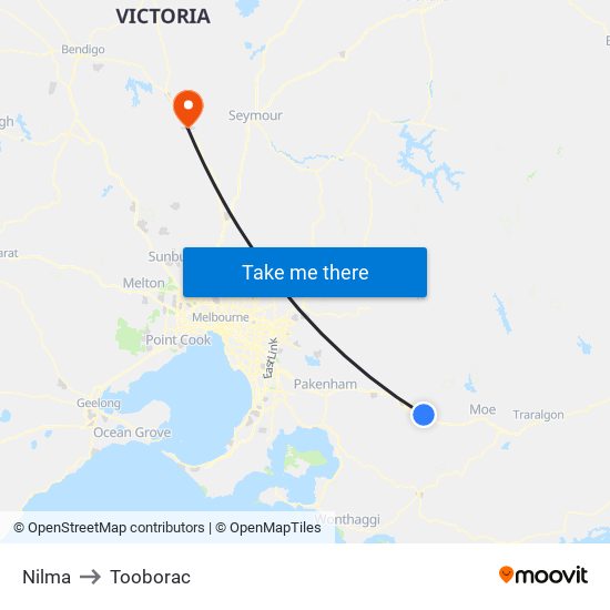 Nilma to Tooborac map