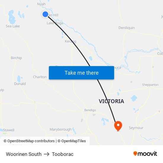 Woorinen South to Tooborac map