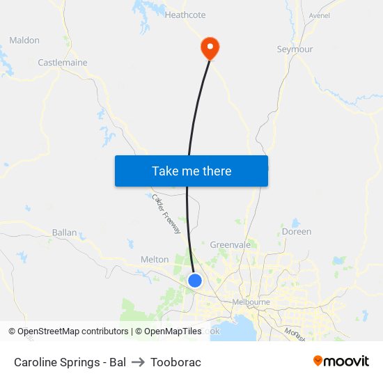 Caroline Springs - Bal to Tooborac map