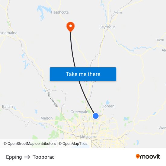Epping to Tooborac map