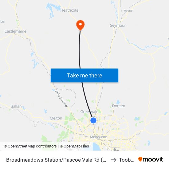 Broadmeadows Station/Pascoe Vale Rd (Broadmeadows) to Tooborac map