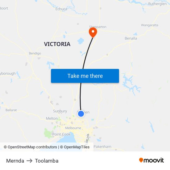 Mernda to Toolamba map